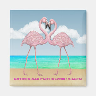 Aimant Flamant rose Love Carré