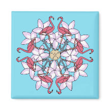 Flamant rose Mandala-aimant