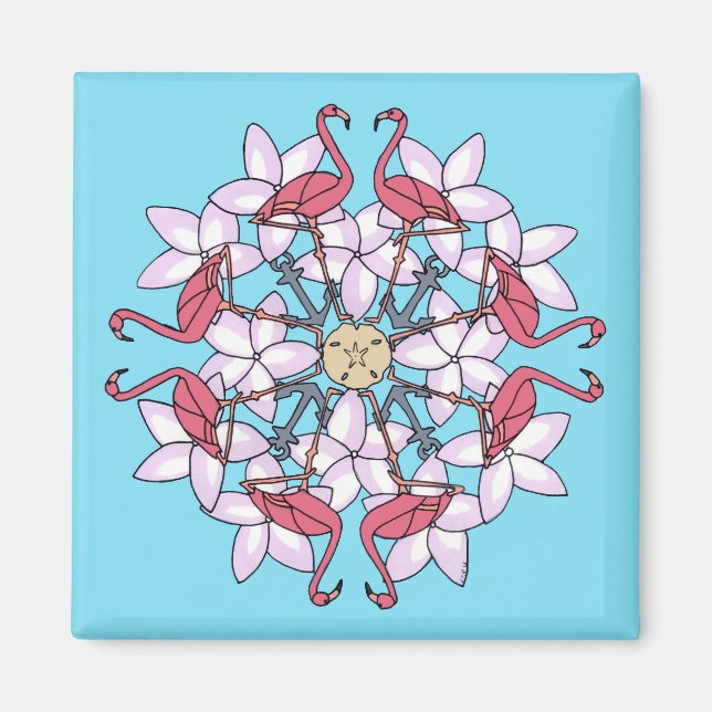 Aimant Flamant rose Mandala-aimant (Devant)