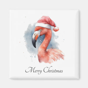Aimant Flamant rose père Noël Snowbird, personnalisé