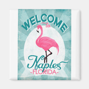 Aimant Flamant rose rose de Naples la Floride - rétro