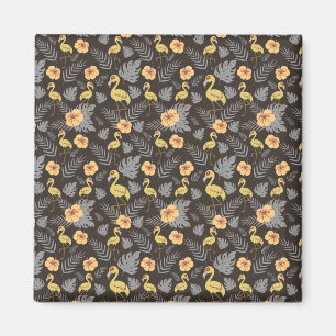 Aimant Flamingo seamless pattern with flowers and leaves
