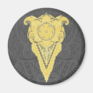 Aimant flamme dorée ornementale