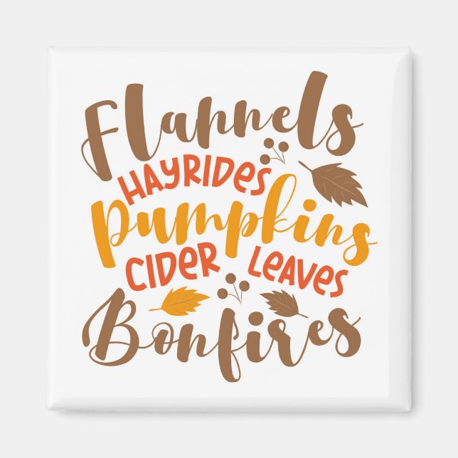 Aimant Flannels Hay Rides Citrouille cidre Feuilles Bonfi (Devant)