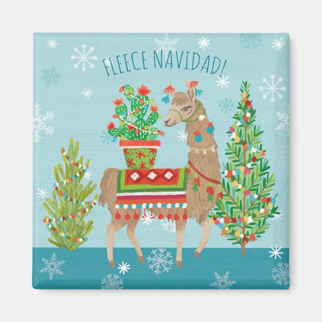 Aimant Fleece Navidad | Joli Noël des lamas (Devant)