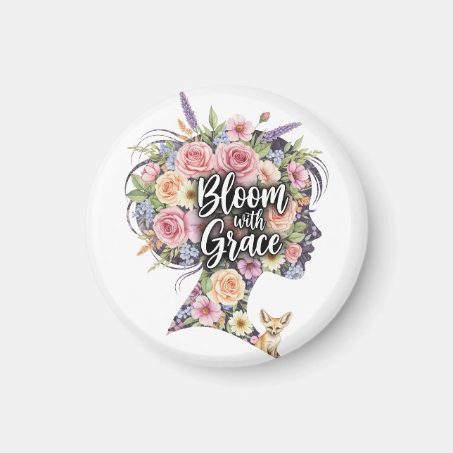 Aimant Fleur avec Grace Floral Inspiration Citation Desig (Devant)
