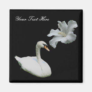 Aimant Fleur De Cygne Et Hibiscus Blanc