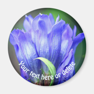 Aimant Fleur de Gentiane Bleue Personnalisée