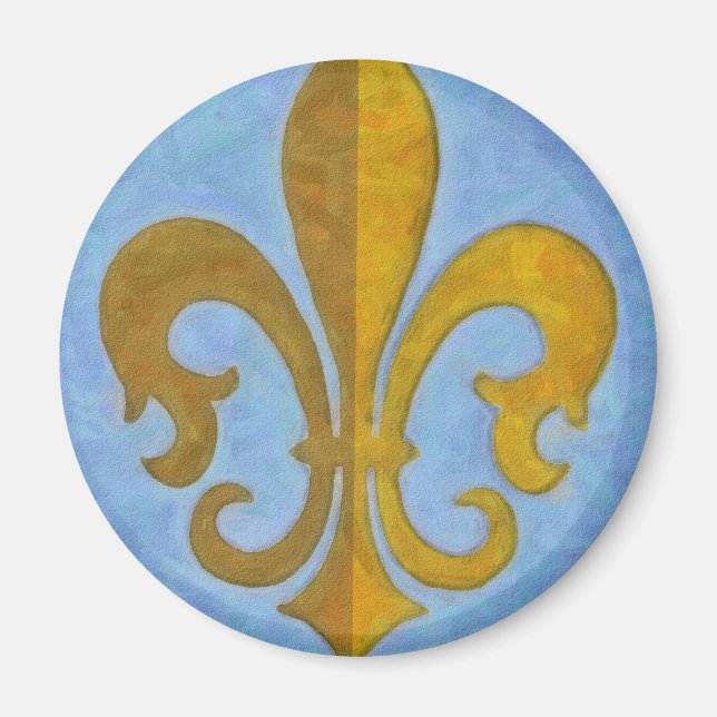 Aimant Fleur de Lis bleu et or (Devant)