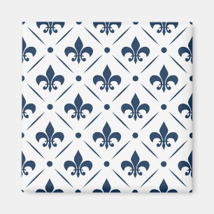Aimant Fleur De Lis bleu foncé motif sur arrière - plan b