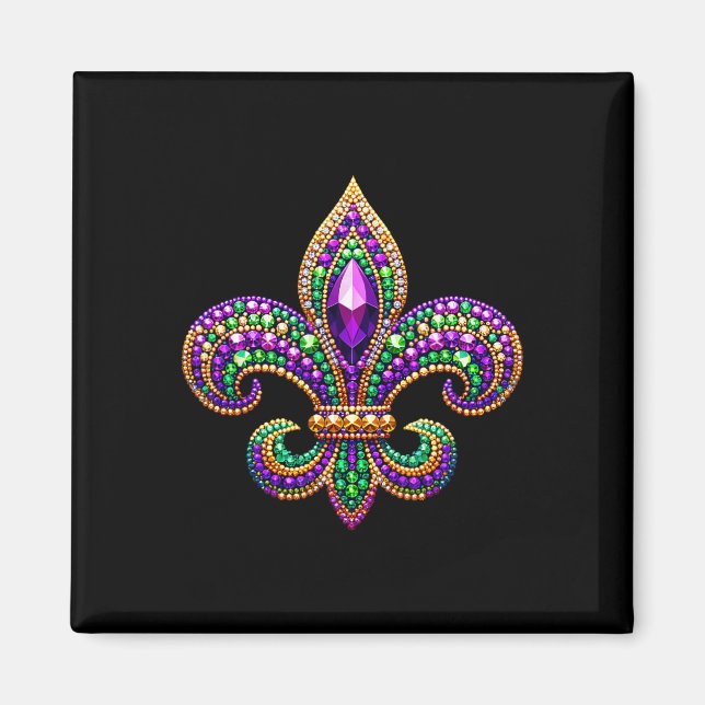Aimant Fleur de lis Mardi Gras Symbole Carnaval Parade Co (Devant)