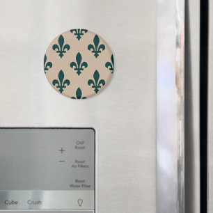 Aimant Fleur de Lis Motif, Royal French Green on Cream