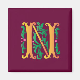 Aimant Fleur de lis N Monogramme