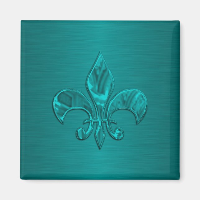 Aimant Fleur de Lis Turquoise (Devant)
