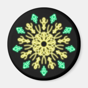 Aimant Fleur de néon jaune et vert