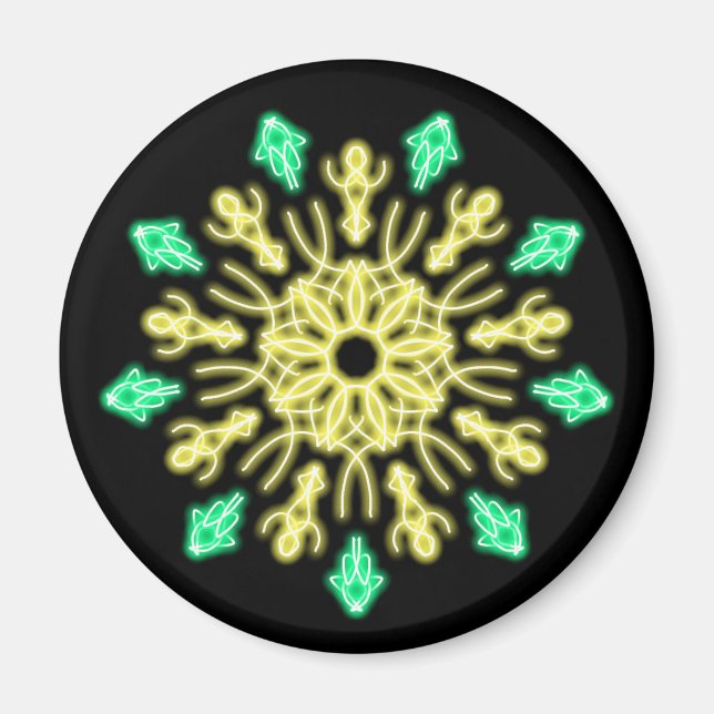 Aimant Fleur de néon jaune et vert (Devant)
