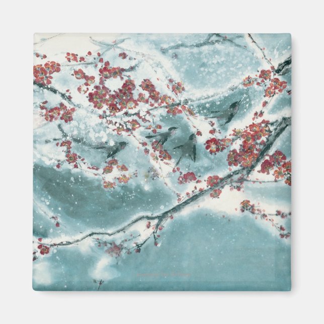 Aimant Fleur de prune dans la neige (Devant)