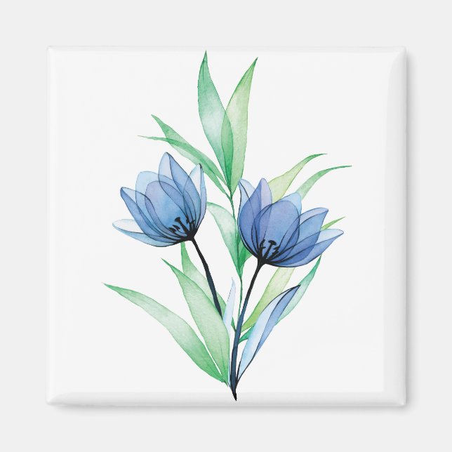 Aimant Fleur de tulipe bleue (Devant)