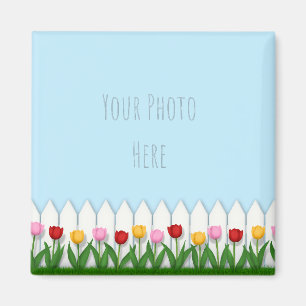 Aimant Fleur de tulipe joyeuse Bordure personnalisée Phot