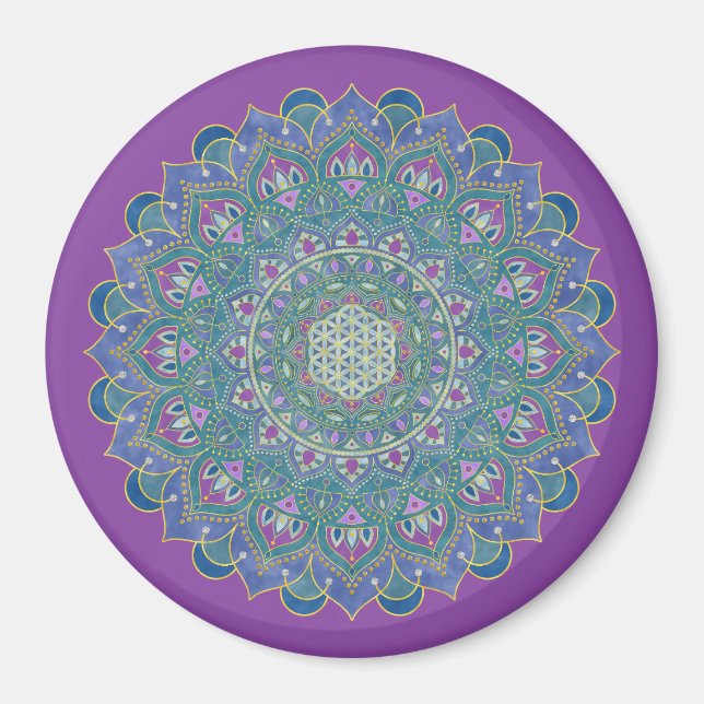 Aimant Fleur De Vie - Mandala India Style 1 (Devant)