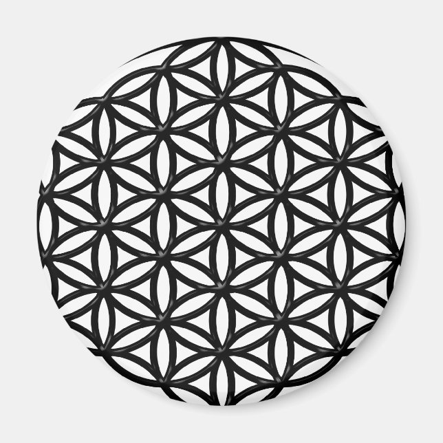 Aimant Fleur de vie Symbole de géométrie sacrée (noir) (Devant)