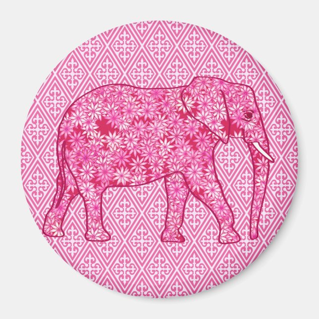 Aimant Fleur d'éléphant - rose fuchsia (Devant)