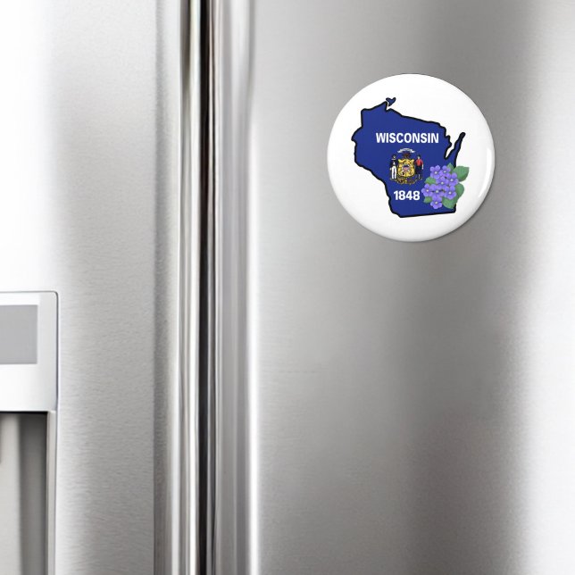 Aimant Fleur d'État du pavillon du Wisconsin Clé violette (Créateur téléchargé)