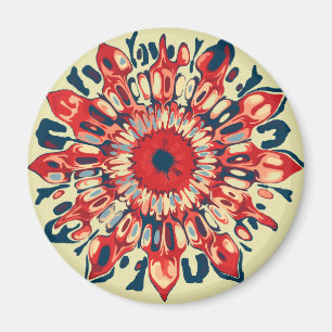Aimant FLEUR du SOLEIL abstraite - bleu rouge + votre