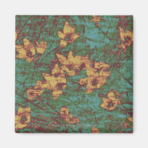 Aimant Fleur jaune contre le motif 2 de camouflage de