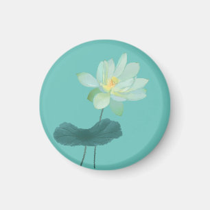 Aimant Fleur Lotus Vert Zen Asiatique Inspiré