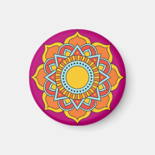 Aimant Fleur Mandala rouge géométrique-54567