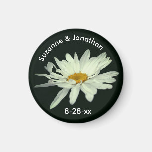 Aimant Fleur marguerite blanche Mariage personnalisé