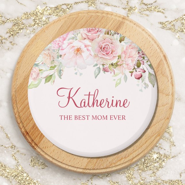 Aimant Fleur Rose Pastel Floral La Meilleure Maman Jamais (Close up)