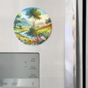 Aimant Fleur sauvage et ruisseau dans la vallée de Spring