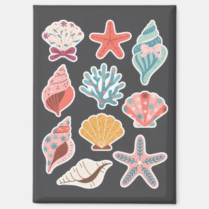 Aimant Fleur sauvage Seashell Clam Summer Vibes Floral Be