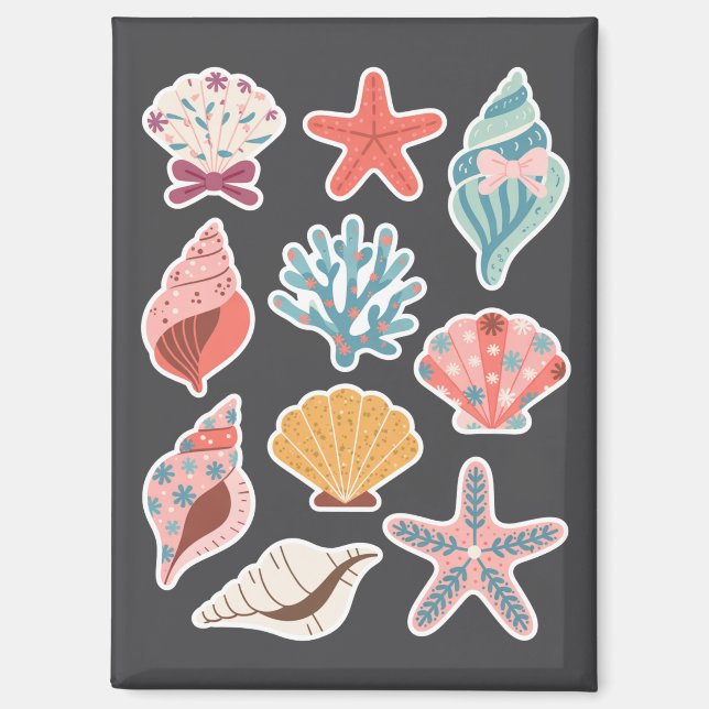 Aimant Fleur sauvage Seashell Clam Summer Vibes Floral Be (Recto)