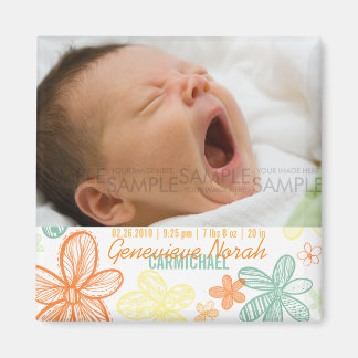 Aimant Fleur Scribbles Multi ・ Baby Faire-part