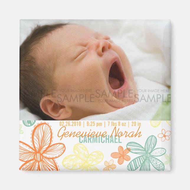 Aimant Fleur Scribbles Multi ・ Baby Faire-part (Devant)