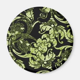 Aimant fleuri en vert et noir