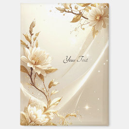 Aimant Fleurs Blanches et Dorées