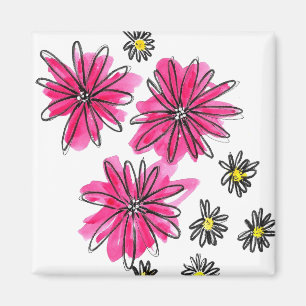 Aimant Fleurs blanches et roses