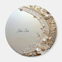 Aimant Fleurs Blanches Modernes Perles