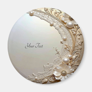 Aimant Fleurs Blanches Modernes Perles
