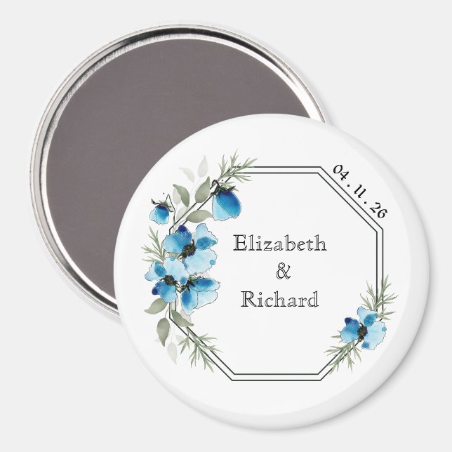 Aimant Fleurs bleues (Recto/Verso)