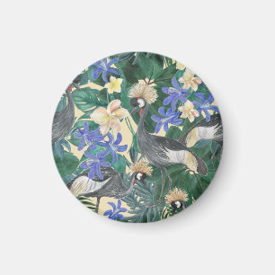 Aimant Fleurs Bleues Plumeria, Aquarelle Sans Couleur.