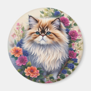 Aimant Fleurs colorées de chats persans