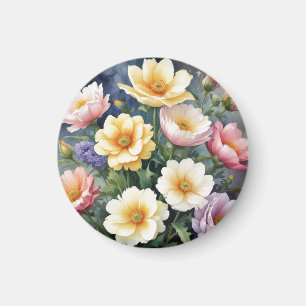 Aimant Fleurs Colorées Peinture élégante à l'aquarelle