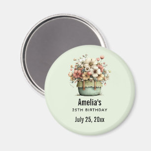 Aimant Fleurs dans un pot Cozy Cute Fête d'anniversaire D