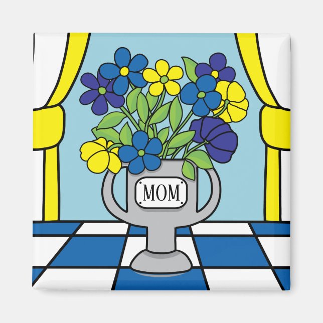 Aimant Fleurs dans un Vase (Devant)