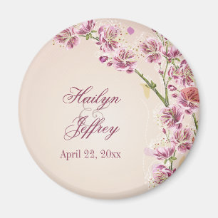 Aimant Fleurs d'aquarelle violet Lilac faveur mariage